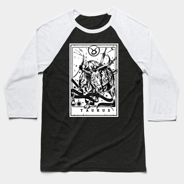 Taurus Zodiac Tarot Baseball T-Shirt by Scottconnick